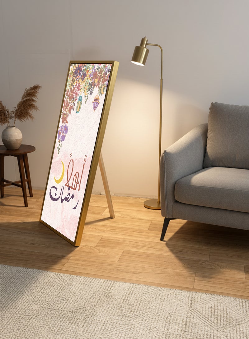 LOWHA Canvas Wall Art on Wooden Frame with Gold Floating Frame and Back Stand Featuring Ramadan Design - Image 2